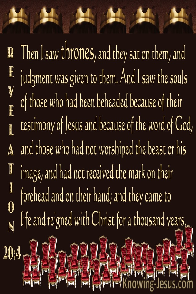 Revelation 20:4 The Souls Of Those Beheaded For Their Testimony (brown)